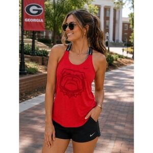 Nike Tank Top Shirt Large Adult Red Dri Fit Swoosh Performance Fitted Womens L